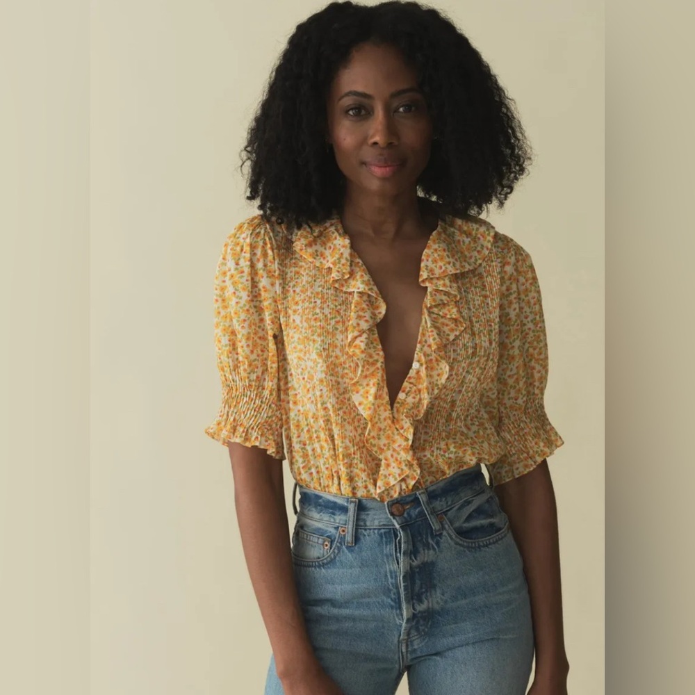 NWT Dôen Henri Blouse in Clementine Fields (S)